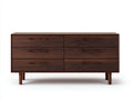 Cassettiera-Legno massello-150x42x78 cm-Noce scuro-Mid century