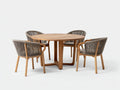 Set da pranzo da esterno - Legno-Corda-Tessuto - 120x120x75 cm - Naturale-Tortora - Moderno mediterraneo