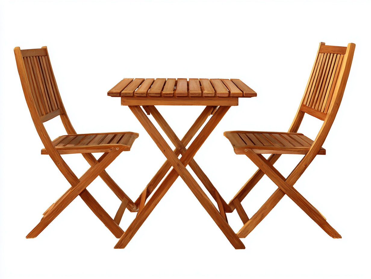 Set da pranzo da esterno - Legno - 60x60x72 cm - Marrone naturale - Classico pieghevole