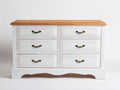 Cassettiera-Legno-MDF-116x43x80 cm-Bianco-Rovere miele-Shabby chic