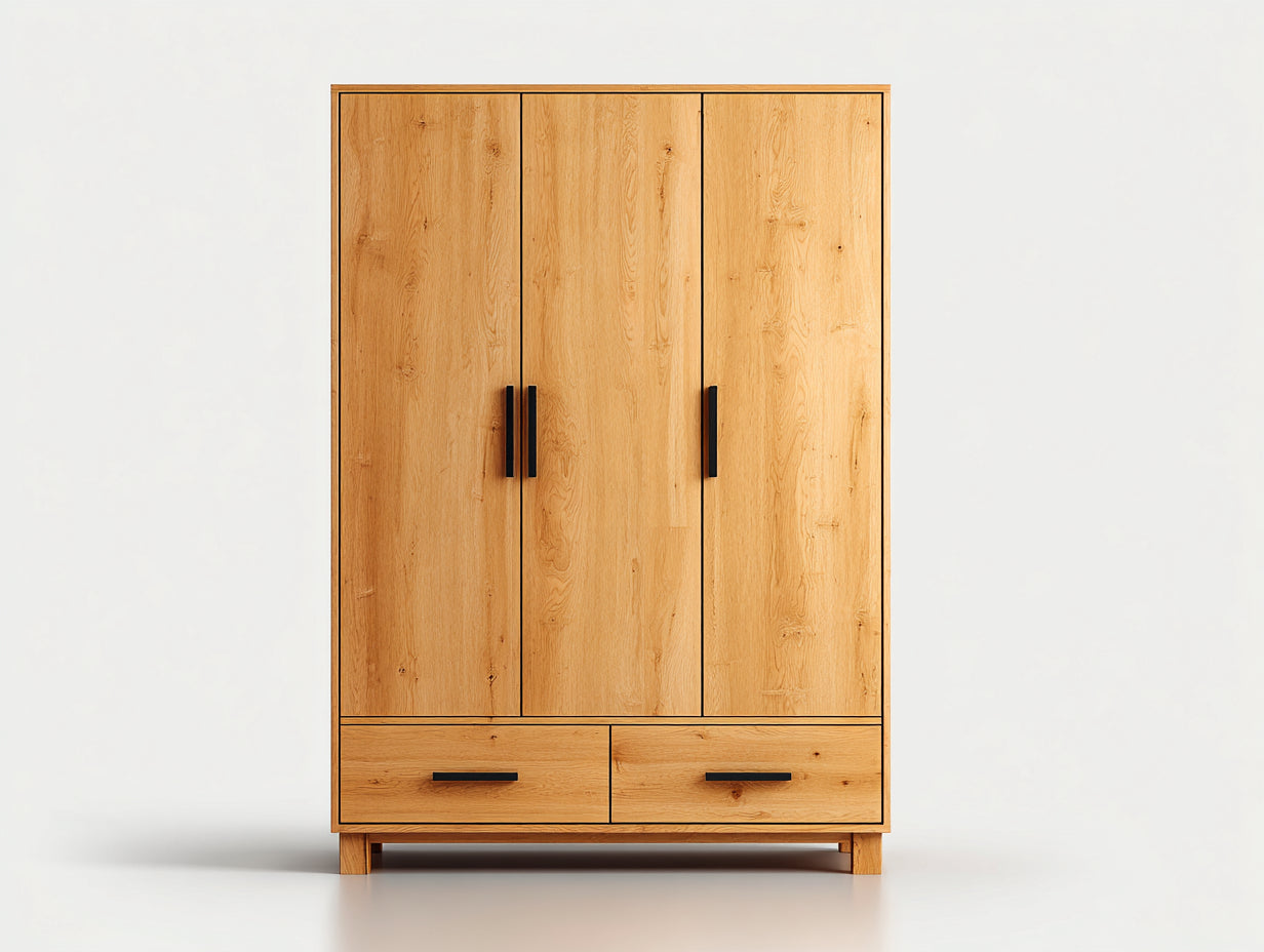 Armadio-Legno-135x55x198 cm-Rovere dorato-Moderno naturale