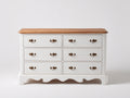 Cassettiera-Legno-MDF-120x43x78 cm-Bianco-Rovere miele-Classico country