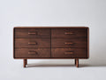 Cassettiera-Legno massello-145x42x78 cm-Noce scuro-Mid century