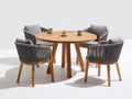 Set da pranzo da esterno - Legno-Corda-Tessuto - 125x125x75 cm - Naturale-Grigio scuro - Moderno da patio