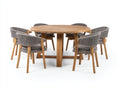 Set da pranzo da esterno - Legno-Corda-Tessuto - 150x150x75 cm - Naturale-Grigio chiaro - Moderno resort