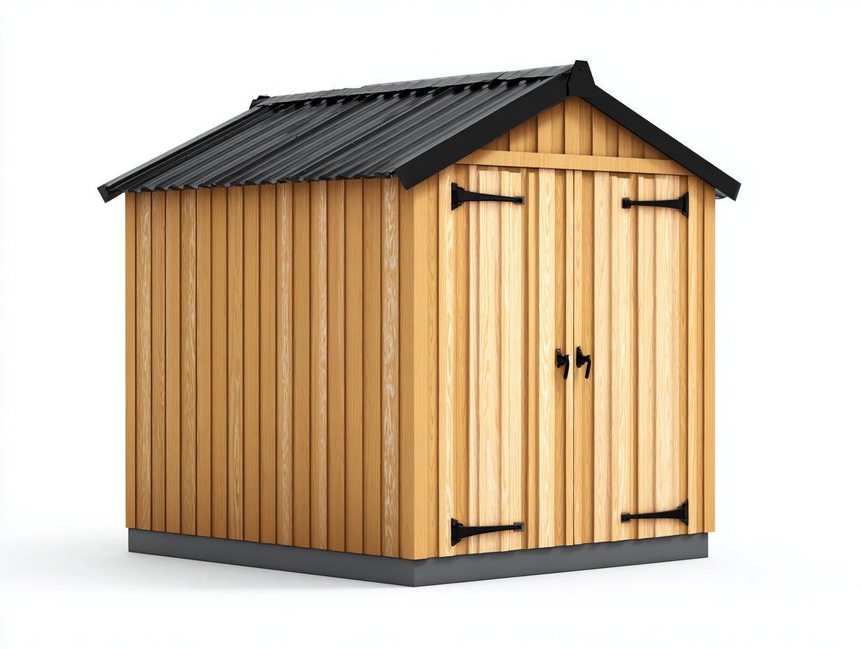 Casetta da giardino - Legno - 330x260x255 cm - Naturale-Nero - Design rustico