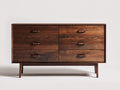 Cassettiera-Legno massello-148x42x78 cm-Noce caldo-Mid century