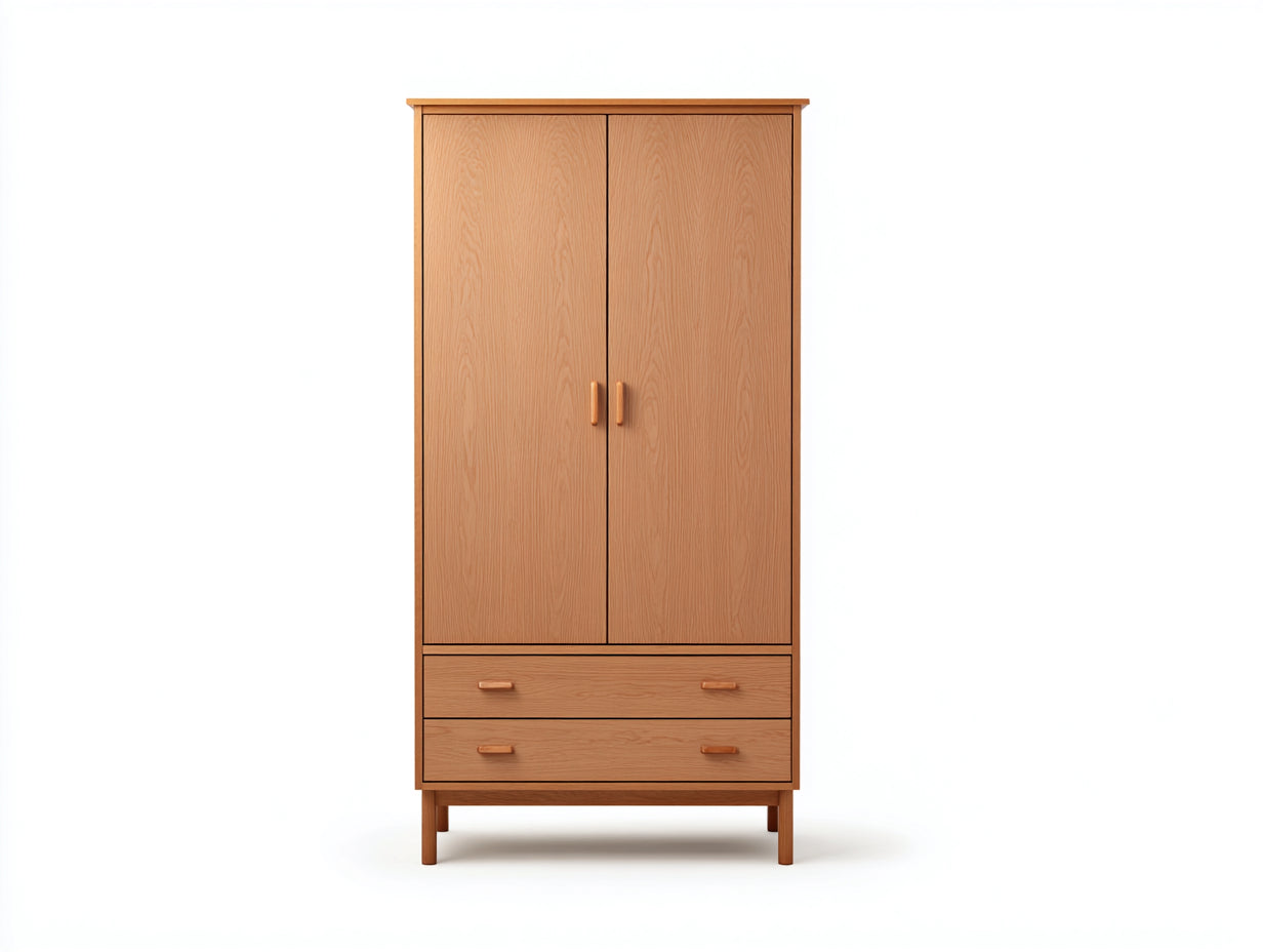 Armadio-Legno-90x48x188 cm-Rovere miele-Retro nordico