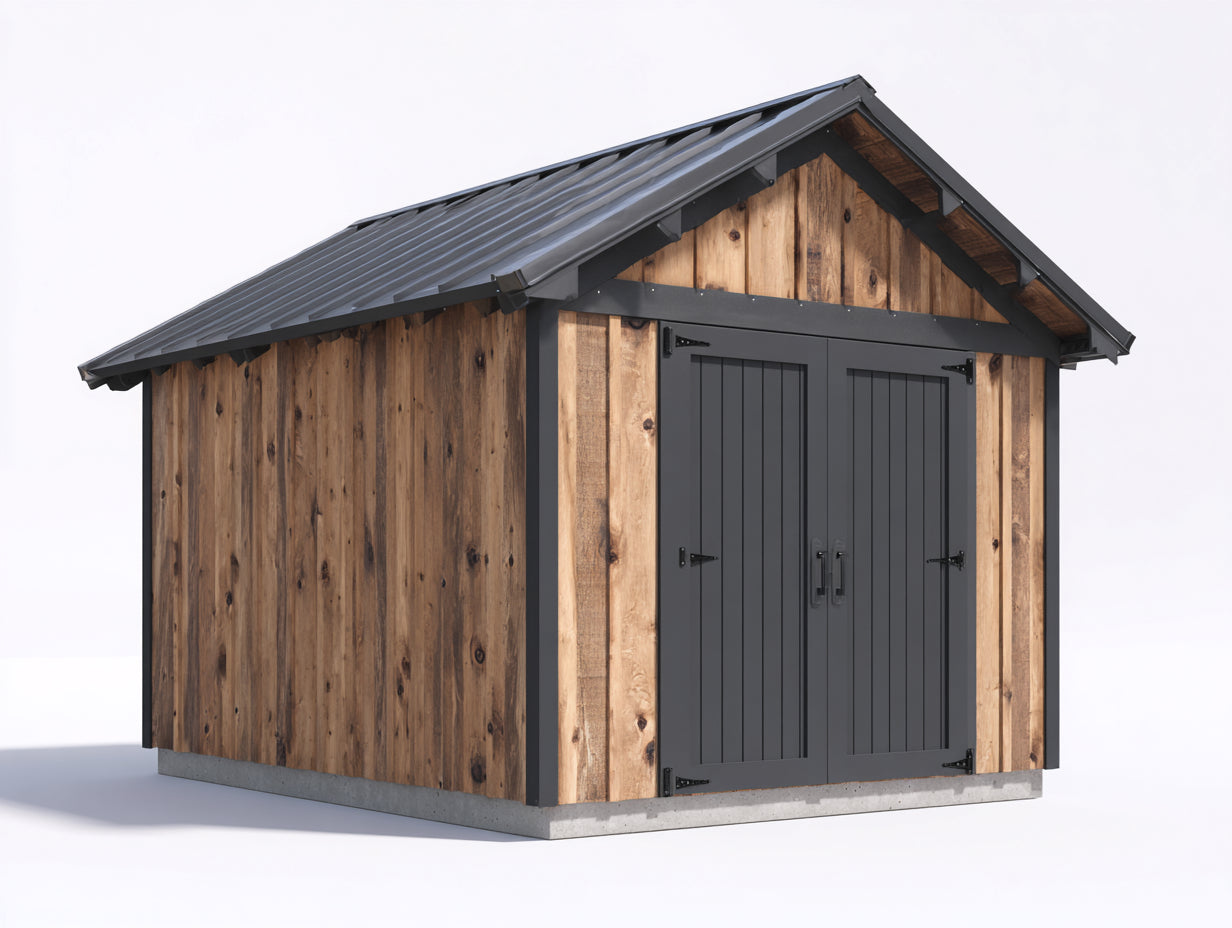 Casetta da giardino - Legno - 300x230x250 cm - Legno naturale-Grigio antracite - Stile alpino