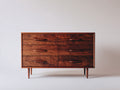 Cassettiera-Legno massello-120x42x76 cm-Noce scuro-Mid century