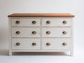 Cassettiera-Legno-MDF-130x46x80 cm-Bianco-Rovere naturale-Shabby chic