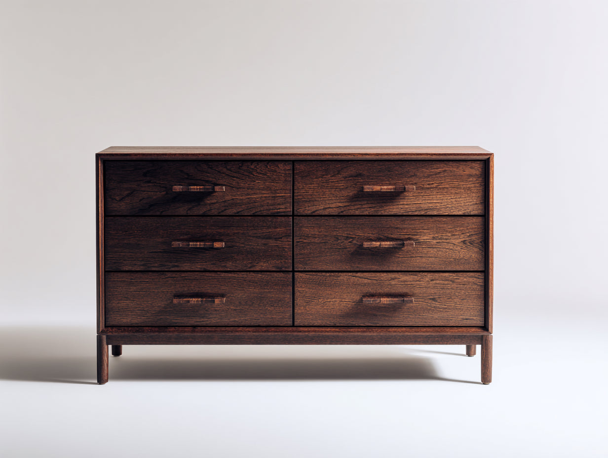 Cassettiera-Legno massello-138x40x75 cm-Noce bruno-Rétro