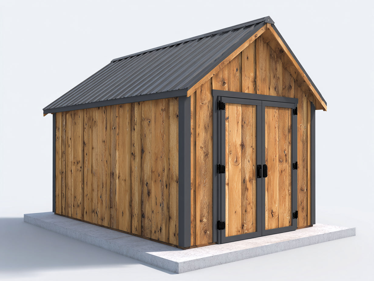 Casetta da giardino - Legno - 365x265x278 cm - Marrone naturale-Grigio scuro - Rustico elegante
