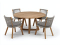 Set da pranzo da esterno - Legno-Corda-Tessuto - 145x145x75 cm - Naturale-Grigio - Moderno mediterraneo