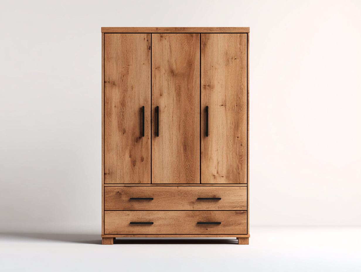 Armadio-Legno-130x55x195 cm-Rovere rustico-Industriale