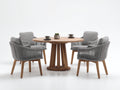 Set da pranzo da esterno - Legno-Corda-Tessuto - 110x110x74 cm - Naturale-Grigio chiaro - Lounge contemporaneo