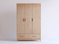 Armadio-Legno massello-140x55x195 cm-Rovere naturale-Naturale
