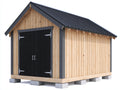 Casetta da giardino - Legno - 340x250x260 cm - Legno naturale-Nero - Stile rustico moderno