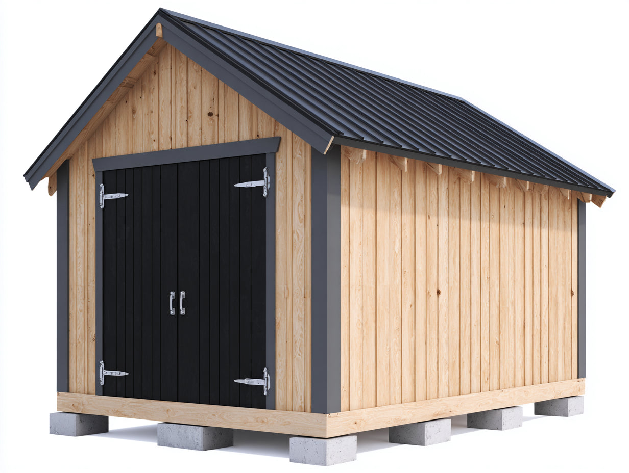 Casetta da giardino - Legno - 340x250x260 cm - Legno naturale-Nero - Stile rustico moderno